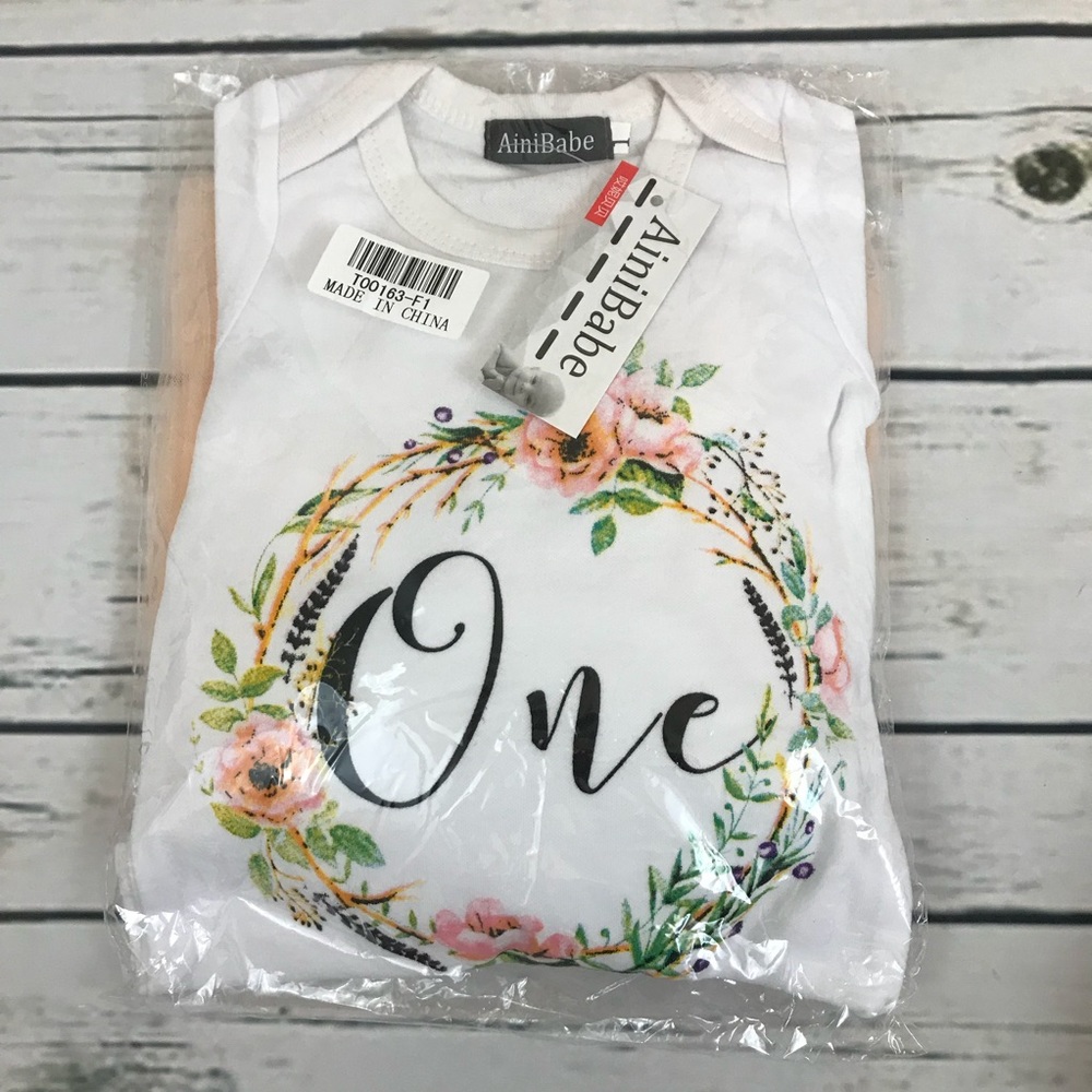 1st Birthday Outfit Onesie Tulle Skirt & Headband - Picture 8 of 8